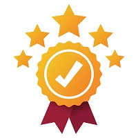 award ribbon check mark with stars gradient style